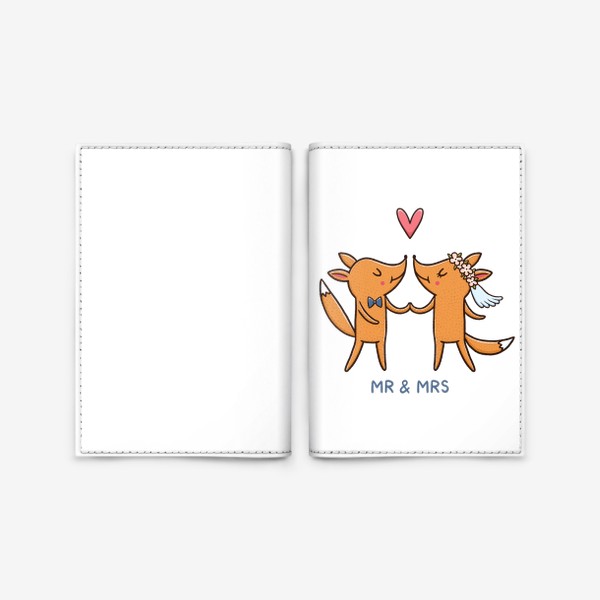 Обложка для паспорта «Влюбленные лисы. Свадьба»