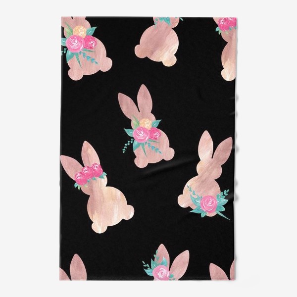 Полотенце «Паттерн кролик с цветами. Пасхальный кролик»