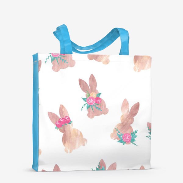 Сумка-шоппер «Паттерн кролик с цветами. Пасхальный кролик. Весна»