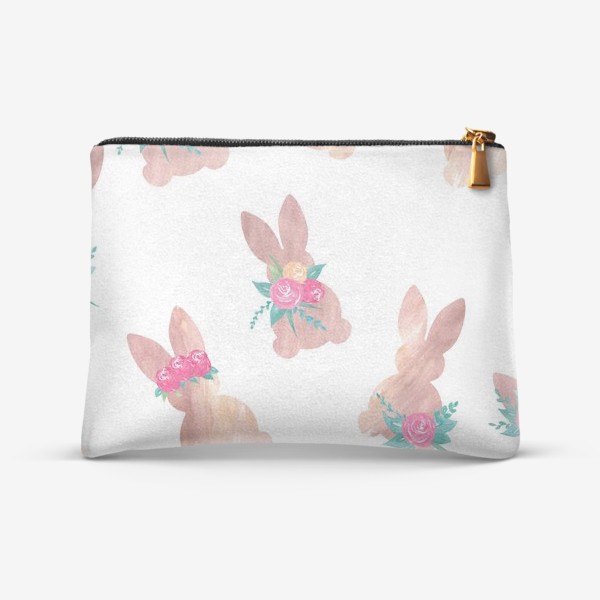 Косметичка «Паттерн кролик с цветами. Пасхальный кролик. Весна»