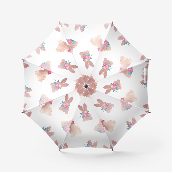 Зонт «Паттерн кролик с цветами. Пасхальный кролик. Весна»