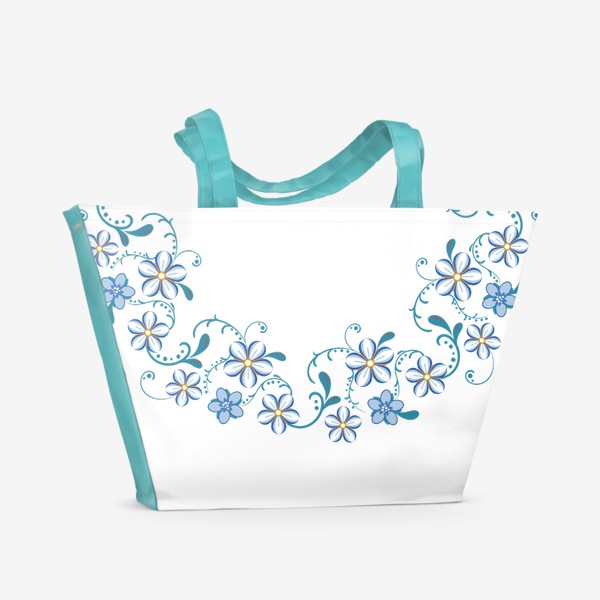 Пляжная сумка &laquo;Венок из голубых цветов. Незабудка.&raquo;