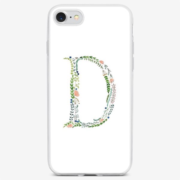 Чехол iPhone «Буква D из веточек, листиков, ягод и цветов.»