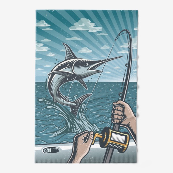 Полотенце «Ретро Постер Рыбалка на Яхте »