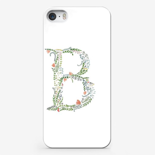 Чехол iPhone «Буква В из веточек, листиков, ягод и цветов.»