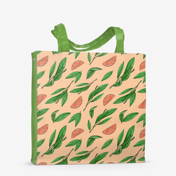 Сумка-шоппер «дольки мандарина и листья»