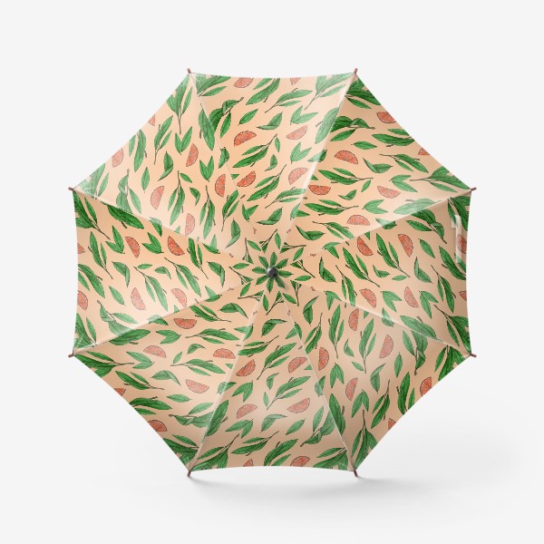 Зонт «дольки мандарина и листья»
