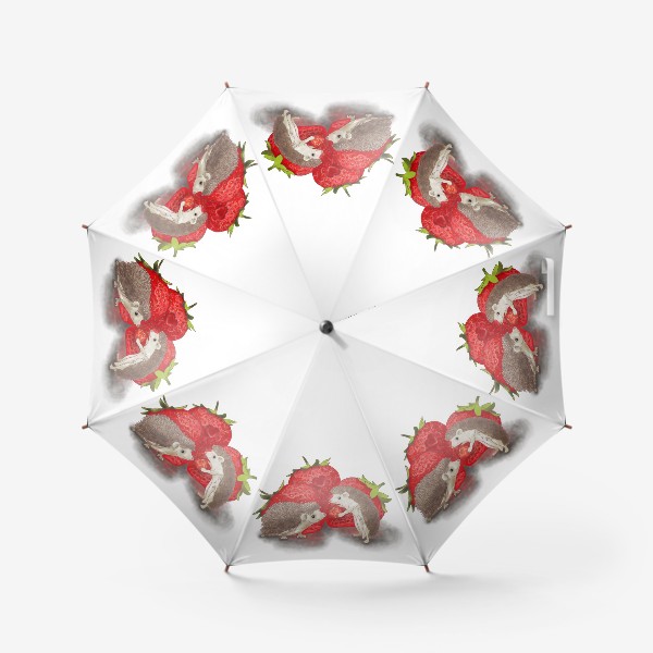 Зонт «Влюбленные ёжики с клубникой»