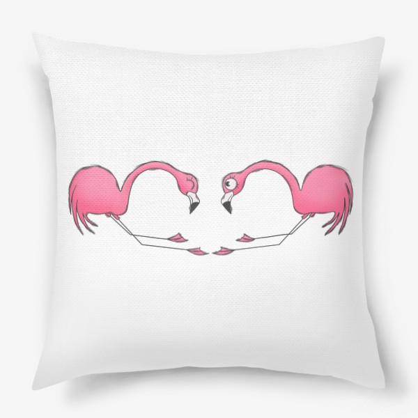 Подушка «Влюблённые фламинго. Нежность.Любовь»