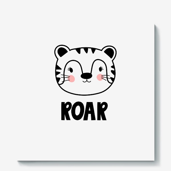 Холст «Милый тигрёнок и надпись ROAR»