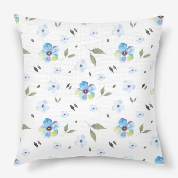 Подушка «Орнамент из голубых цветов»
