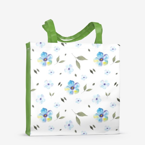Сумка-шоппер «Орнамент из голубых цветов»