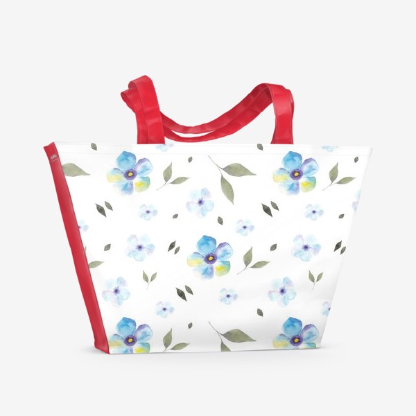 Пляжная сумка «Орнамент из голубых цветов»