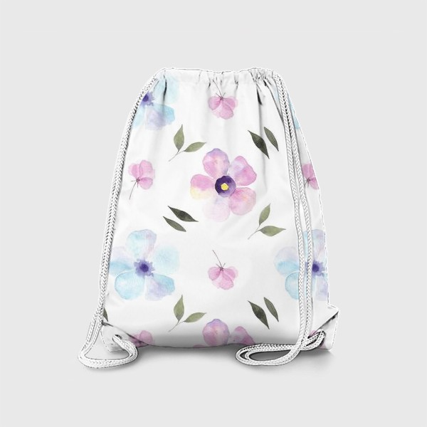 Рюкзак «Орнамент из голубых и фиолетовых цветов»