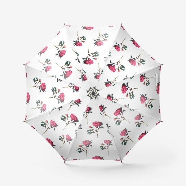 Зонт «Пионы на белом фоне 8 марта Цветочный узор Пастель»