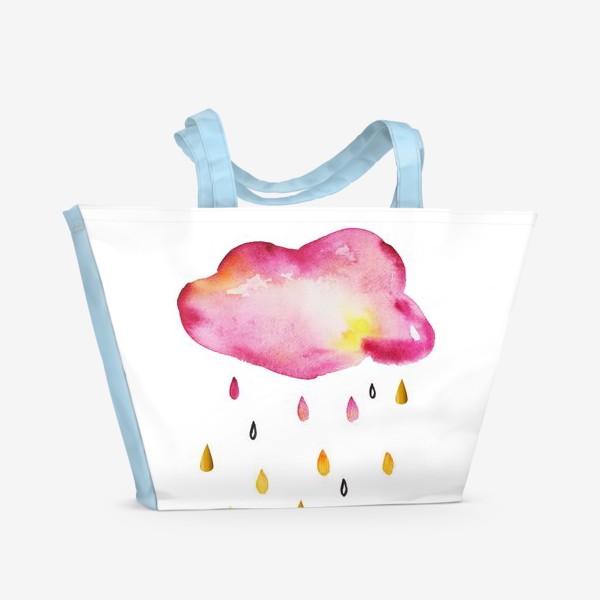 Пляжная сумка «Розовый дождь.  Детская иллюстрация »