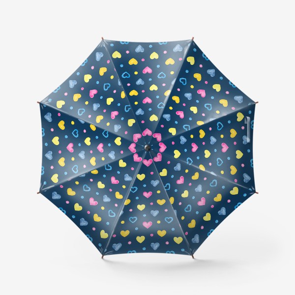 Зонт «Цветные акварельные сердечки»