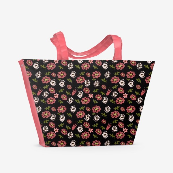 Пляжная сумка «Паттерн садовые цветы»