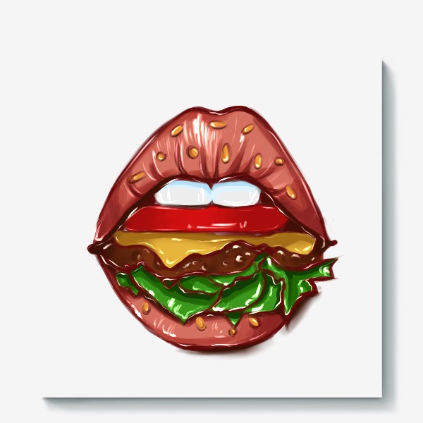 Холст &laquo;Burger lips &raquo;