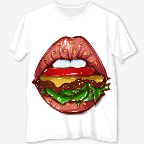 Футболка с полной запечаткой «Burger lips »