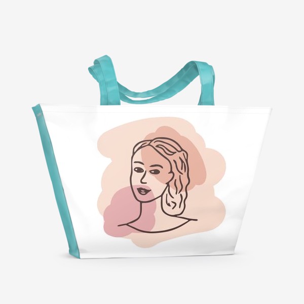 Пляжная сумка «портрет молодой девушки. минимализм модерн»