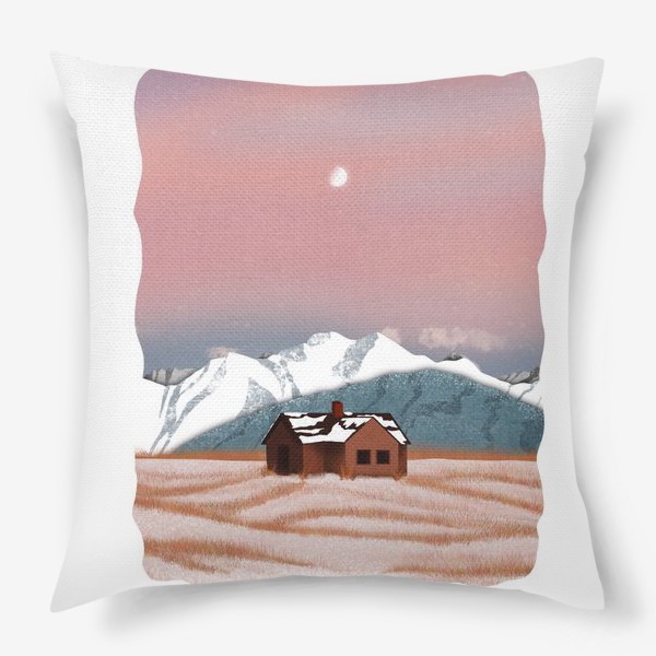 Подушка «Рисунок «Домик в горах»»