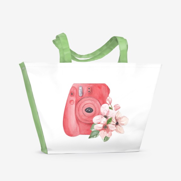 Пляжная сумка «Фотоаппарат и цветы»