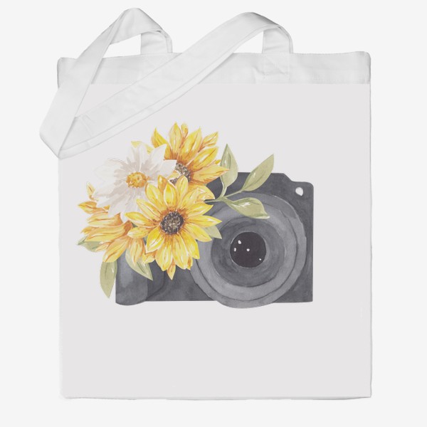 Сумка хб «Фотоаппарат и цветы»