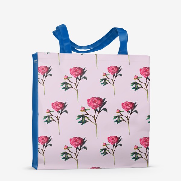 Сумка-шоппер «Розовые пионы на розовом фоне Цветочный принт Узор 8 марта Пастель»