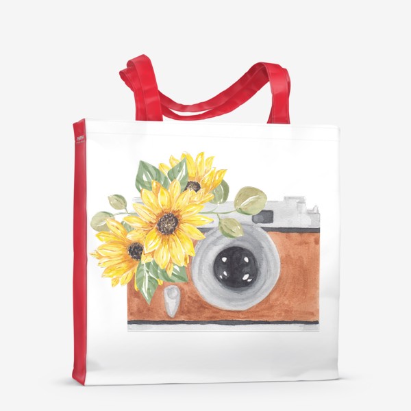 Сумка-шоппер «Фотоаппарат и цветы»