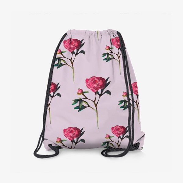 Рюкзак «Розовые пионы на розовом фоне Цветочный принт Узор 8 марта Пастель»
