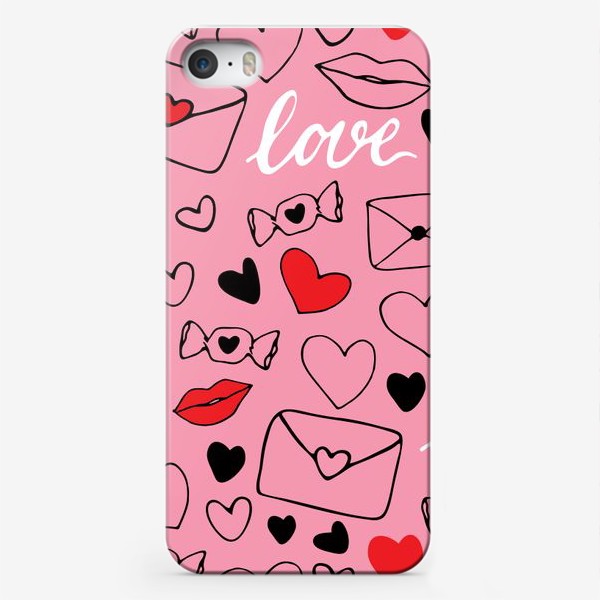 Чехол iPhone «Любовная тема на розовом»