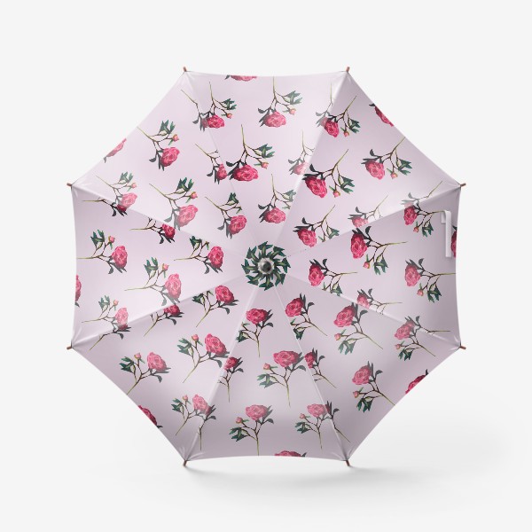 Зонт «Розовые пионы на розовом фоне Цветочный принт Узор 8 марта Пастель»