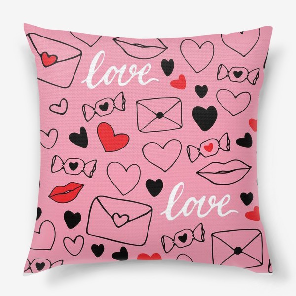 Подушка «Любовная тема на розовом»