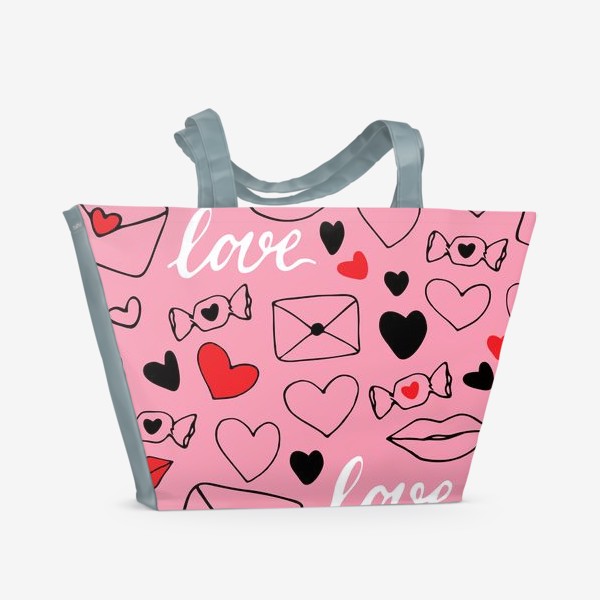 Пляжная сумка &laquo;Любовная тема на розовом&raquo;