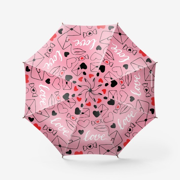 Зонт &laquo;Любовная тема на розовом&raquo;