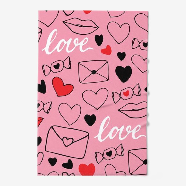 Полотенце «Любовная тема на розовом»