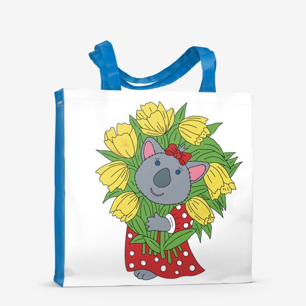 Сумка-шоппер «Милая коала с букетом тюльпанов»