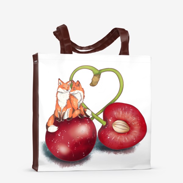 Сумка-шоппер «Влюбленные лисы с вишней»