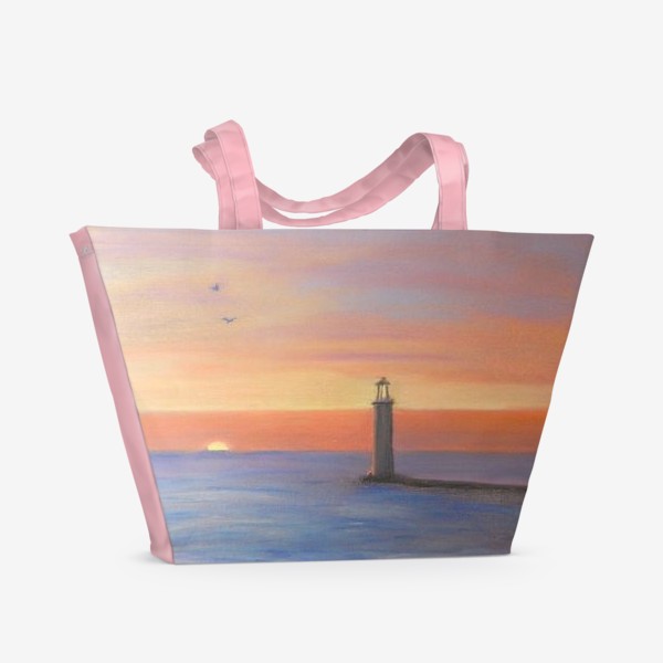 Пляжная сумка «Маяк на закате»