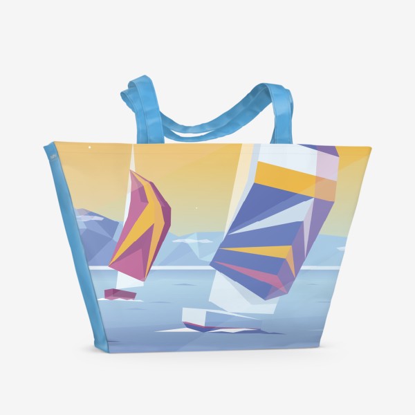 Пляжная сумка «Море. Яхты.Геометрия»
