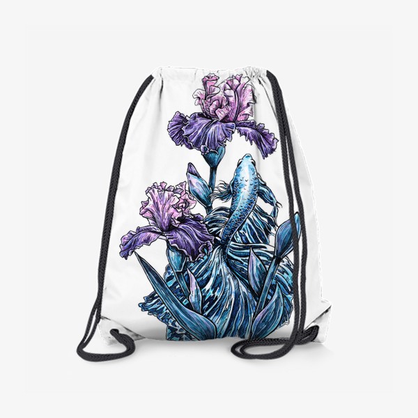 Рюкзак «Рыба с цветами. Фиолетовые ирисы»