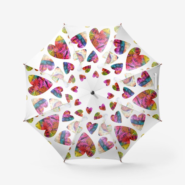 Зонт «Ты любима! Цветные сердечки с авторской живописью»