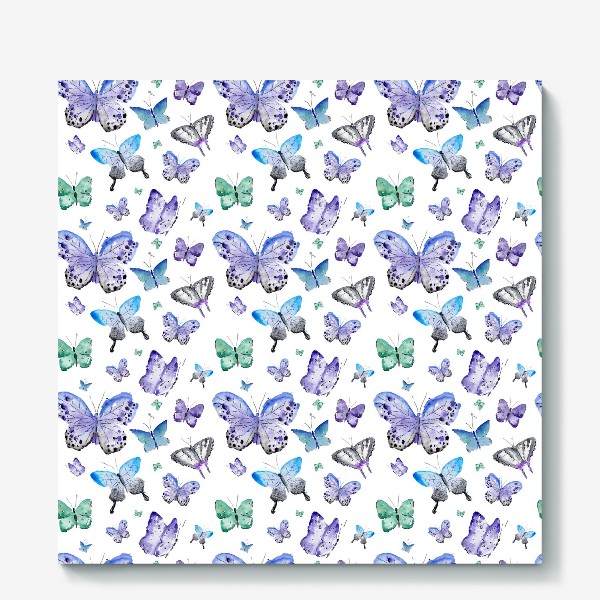 Холст «Фиолетовые бабочки (на белом)»