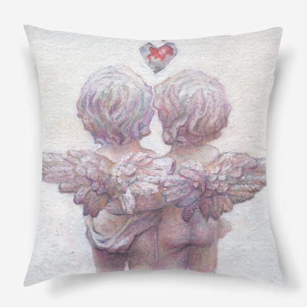 Подушка «Ангелы, скульптура, сердце»
