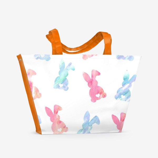 Пляжная сумка &laquo;Акварельный паттерн "Кролик". Пасхальный кролик&raquo;
