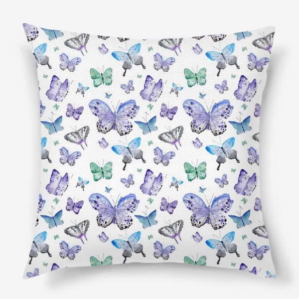 Подушка «Фиолетовые бабочки (на белом)»