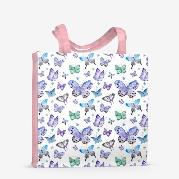 Сумка-шоппер «Фиолетовые бабочки (на белом)»