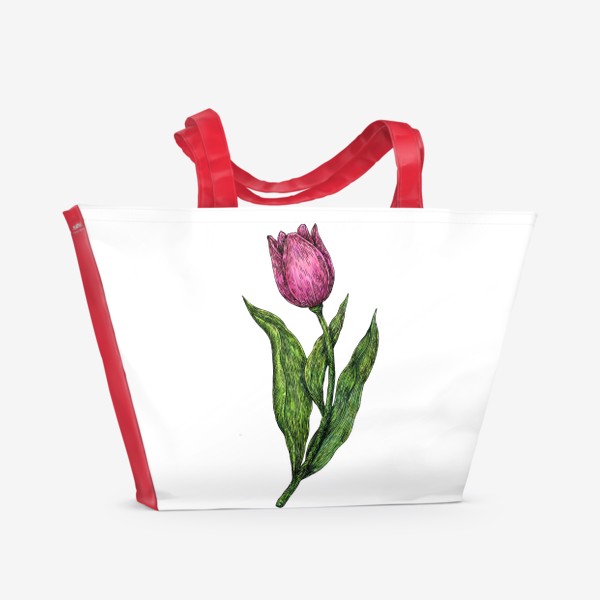 Пляжная сумка «Розовый тюльпан красивый цветок»