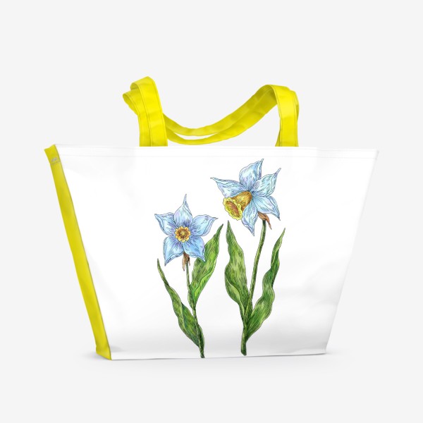 Пляжная сумка &laquo;Нарциссы белые цветы&raquo;